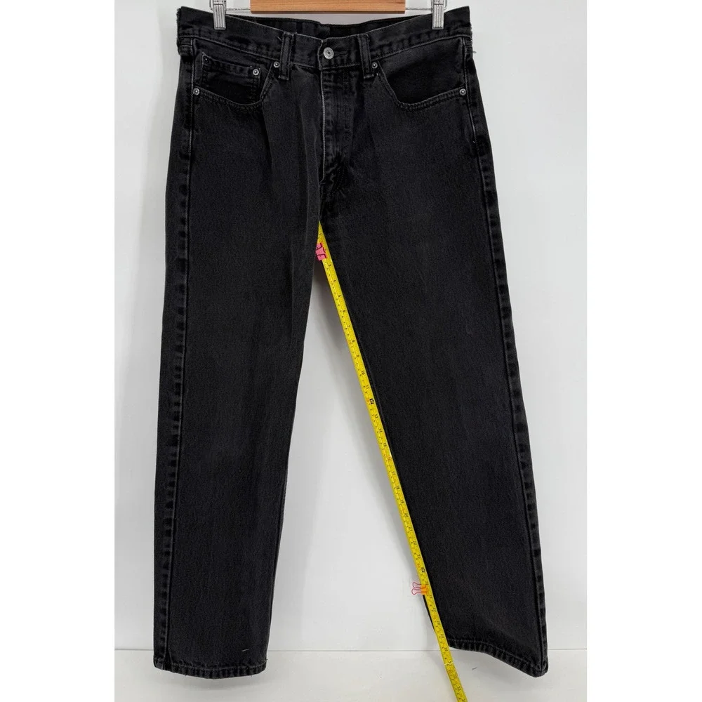 Levis 505 Regular Fit Mens Black Straight Leg Denim Jeans Sz 34x32
